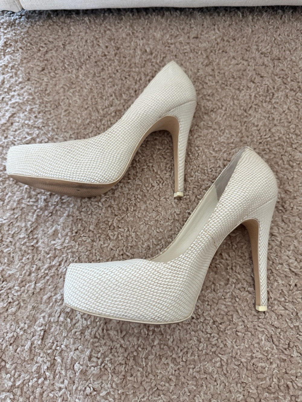 BCBGeneration Cream Textured Pointed-Toe Pumps - Picture 4 of 6